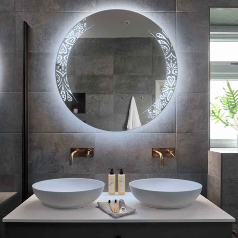 Miroir LED Rond | Sans Boutons Tactiles | Lumière blanche froide - Reyze Série Good Vibes Modèle 4