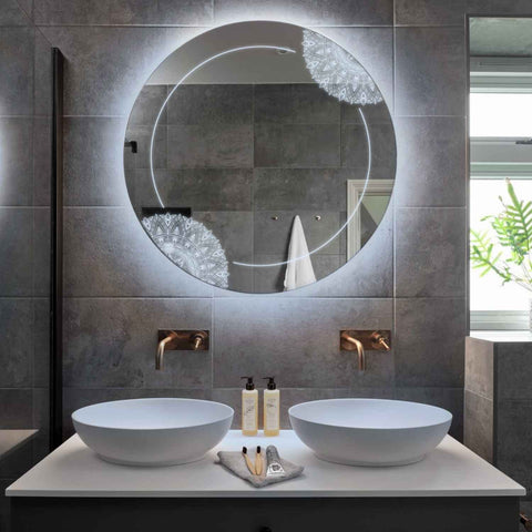 Miroir LED Rond | Sans Boutons Tactiles | Lumière blanche froide - Reyze Série Good Vibes Modèle 7