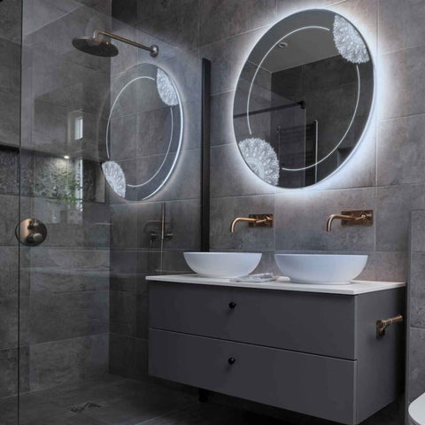 Miroir LED Rond | Sans Boutons Tactiles | Lumière blanche froide - Reyze Série Good Vibes Modèle 7