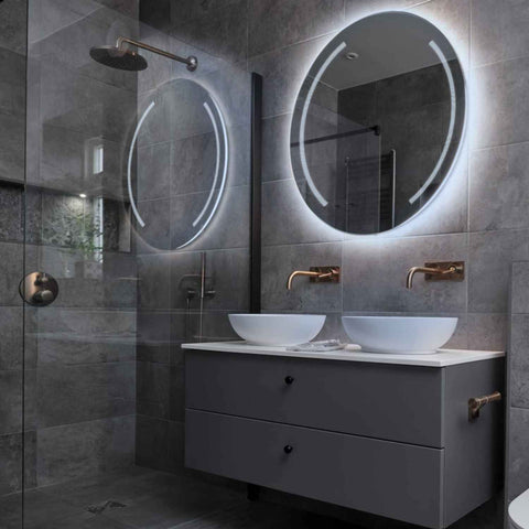 Miroir LED Rond | Sans Boutons Tactiles | Lumière blanche froide - Reyze Série Minimal Modèle 7
