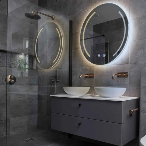 Miroir LED Rond | boutons tactiles | Fonction Anti-Buée | Température de couleur réglable - Reyze Série Minimal Modèle 7