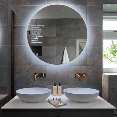 Miroir LED Rond | Sans Boutons Tactiles | Lumière blanche froide - Reyze Série Motivated Modèle 2