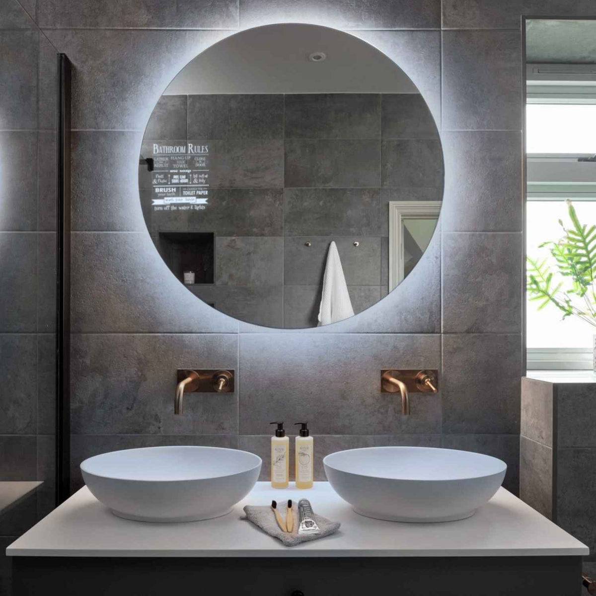 Miroir LED Rond | Sans Boutons Tactiles | Lumière blanche froide - Reyze Série Motivated Modèle 5