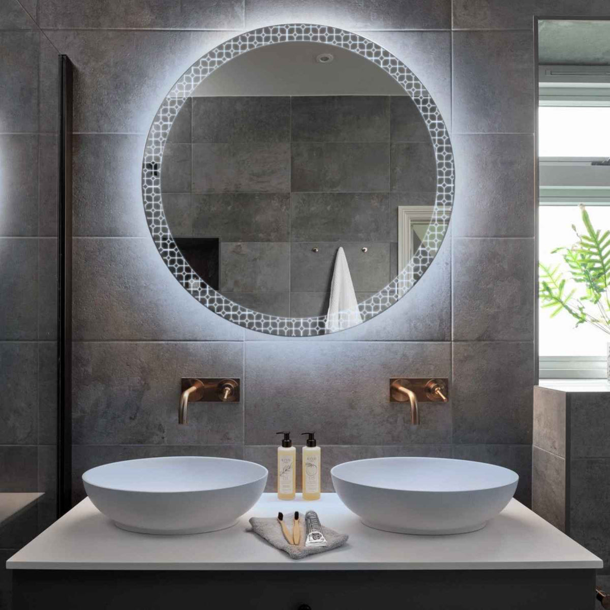 Miroir LED Rond | Sans Boutons Tactiles | Lumière blanche froide - Reyze Série Official Modèle 2
