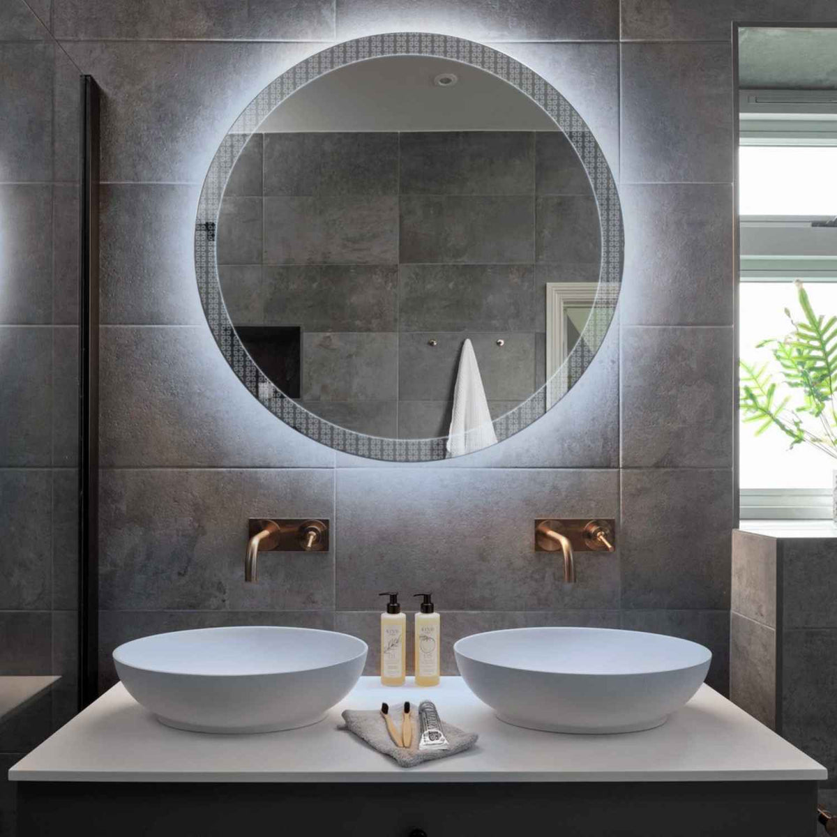 Miroir LED Rond | Sans Boutons Tactiles | Lumière blanche froide - Reyze Série Official Modèle 5