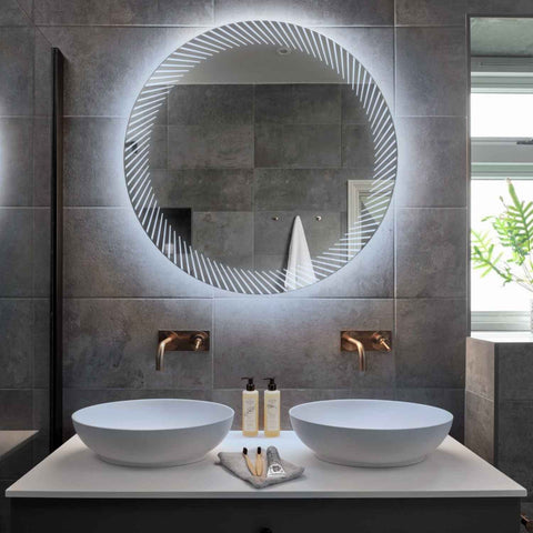 Miroir LED Rond | Sans Boutons Tactiles | Lumière blanche froide - Reyze Série Simetria Modèle 7