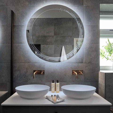 Miroir LED Rond | Sans Boutons Tactiles | Lumière blanche froide - Reyze Série Simetria Modèle 8
