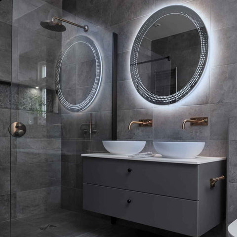 Miroir LED Rond | Sans Boutons Tactiles | Lumière blanche froide - Reyze Série Simetria Modèle 8
