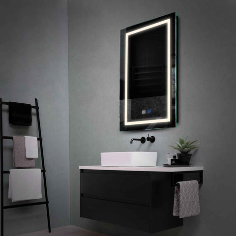 Miroir LED Vertical | boutons tactiles | Fonction Anti-Buée | Lumière blanche neutre - Reyze Série Salono Modèle 1