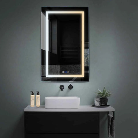 Miroir LED Vertical | boutons tactiles | Fonction Anti-Buée | Température de couleur réglable - Reyze Série Salono Modèle 1