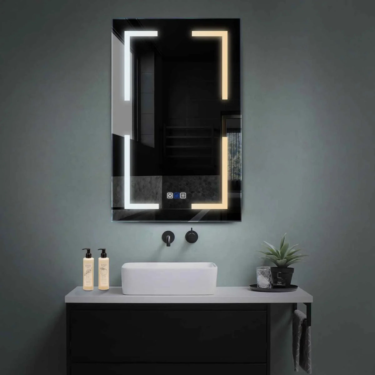 Miroir LED Vertical | boutons tactiles | Fonction Anti-Buée | Température de couleur réglable - Reyze Série Salono Modèle 2