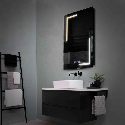 Miroir LED Vertical | boutons tactiles | Fonction Anti-Buée | Température de couleur réglable - Reyze Série Salono Modèle 3
