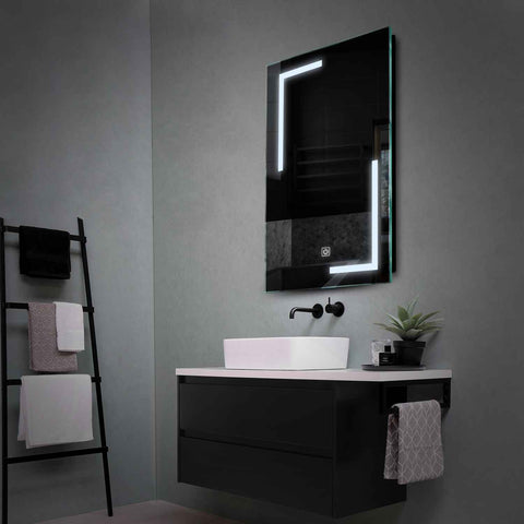 Miroir LED Vertical | Bouton Tactile | Lumière blanche froide - Reyze Série Salono Modèle 3