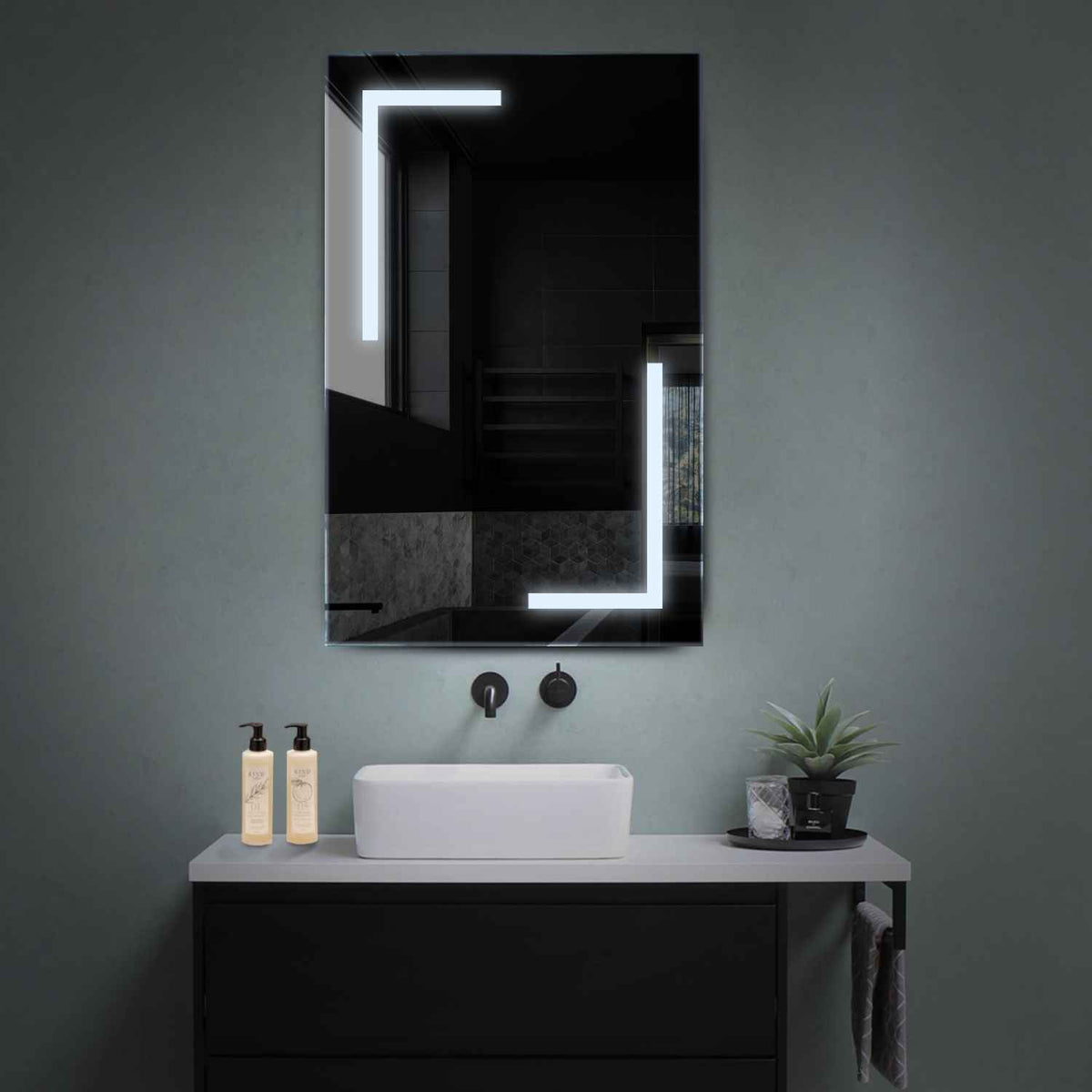Miroir LED Vertical | Sans Boutons Tactiles | Lumière blanche froide - Reyze Série Salono Modèle 3
