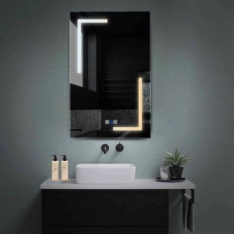 Miroir LED Vertical | boutons tactiles | Fonction Anti-Buée | Température de couleur réglable - Reyze Série Salono Modèle 3