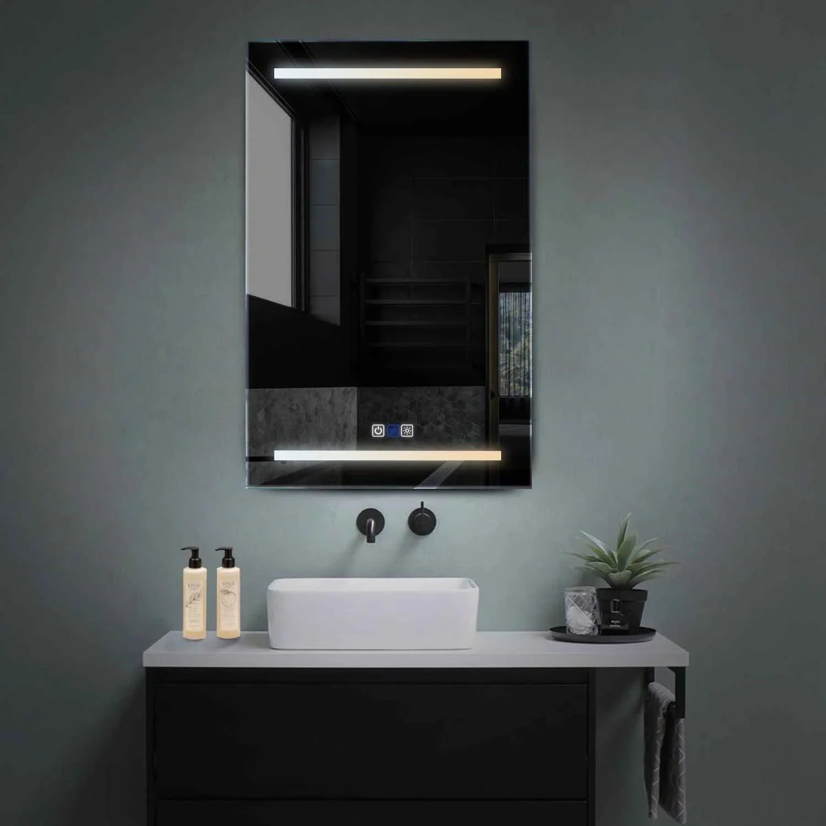 Miroir LED Vertical | boutons tactiles | Fonction Anti-Buée | Température de couleur réglable - Reyze Série Salono Modèle 4