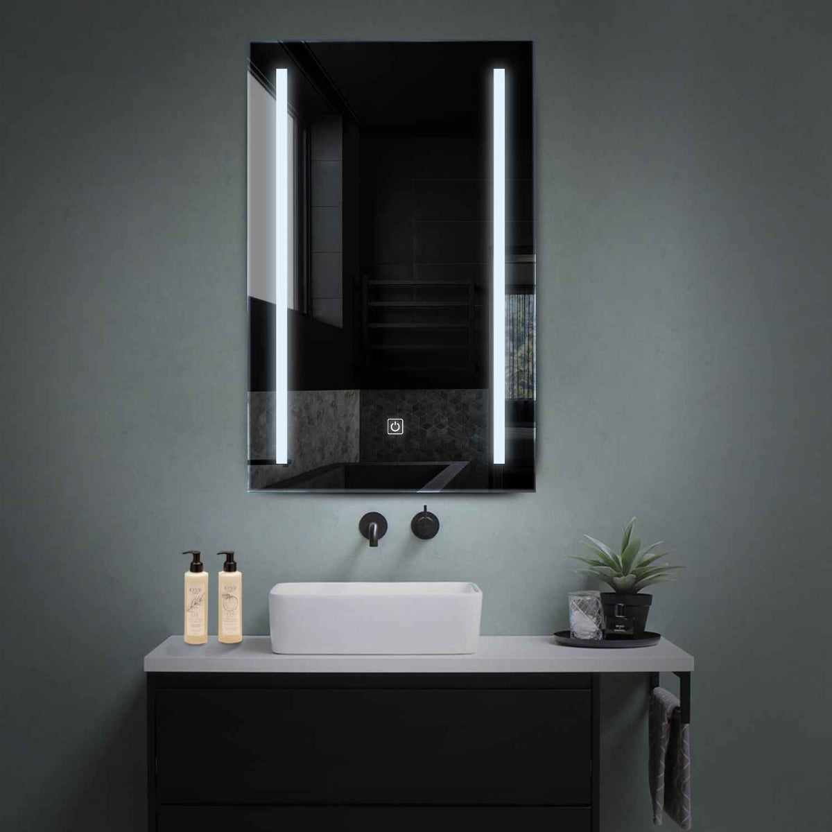 Miroir LED Vertical | Bouton Tactile | Lumière blanche froide - Reyze Série Salono Modèle 5