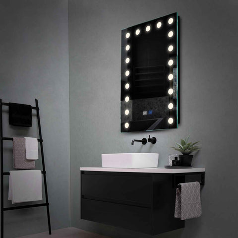 Miroir LED Vertical | boutons tactiles | Fonction Anti-Buée | Lumière blanche neutre - Reyze Série Salono Modèle 6