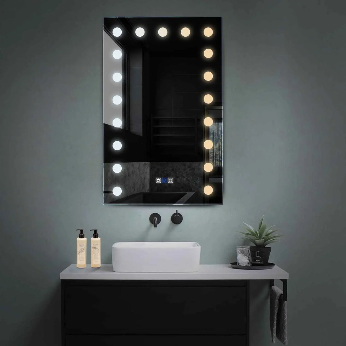 Miroir LED Vertical | boutons tactiles | Fonction Anti-Buée | Température de couleur réglable - Reyze Série Salono Modèle 6