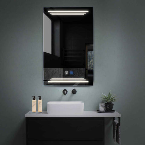 Miroir LED Vertical | boutons tactiles | Fonction Anti-Buée | Lumière blanche neutre - Reyze Série Salono Modèle 7