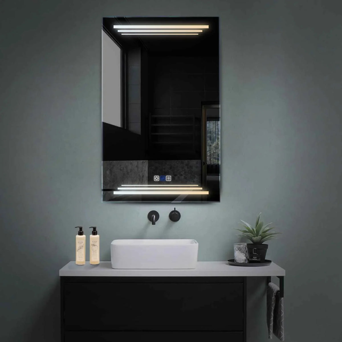 Miroir LED Vertical | boutons tactiles | Fonction Anti-Buée | Température de couleur réglable - Reyze Série Salono Modèle 7