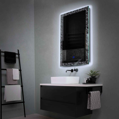 Miroir LED Vertical | Bouton Tactile | Lumière blanche froide - Reyze Série Simetria Modèle 1