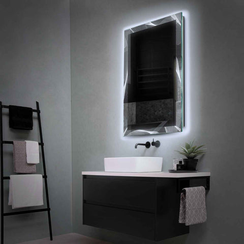 Miroir LED Vertical | Sans Boutons Tactiles | Lumière blanche froide - Reyze Série Simetria Modèle 2