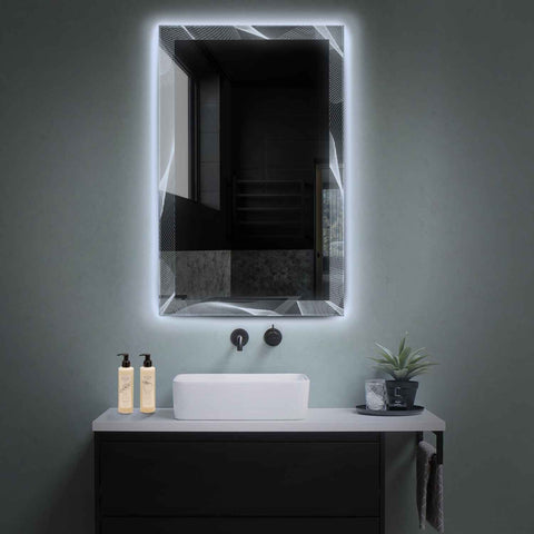 Miroir LED Vertical | Sans Boutons Tactiles | Lumière blanche froide - Reyze Série Simetria Modèle 2
