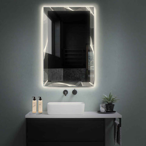 Miroir LED Vertical | Sans Boutons Tactiles | Lumière blanche neutre - Reyze Série Simetria Modèle 2