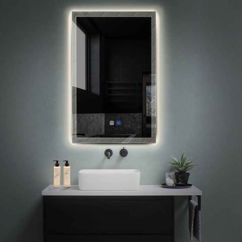 Miroir LED Vertical | boutons tactiles | Fonction Anti-Buée | Lumière blanche neutre - Reyze Série Simetria Modèle 7
