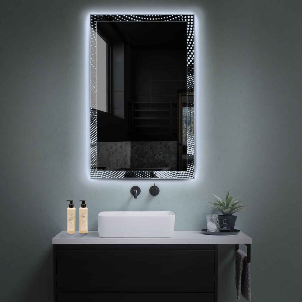 Miroir LED Vertical | Sans Boutons Tactiles | Lumière blanche froide - Reyze Série Simetria Modèle 8