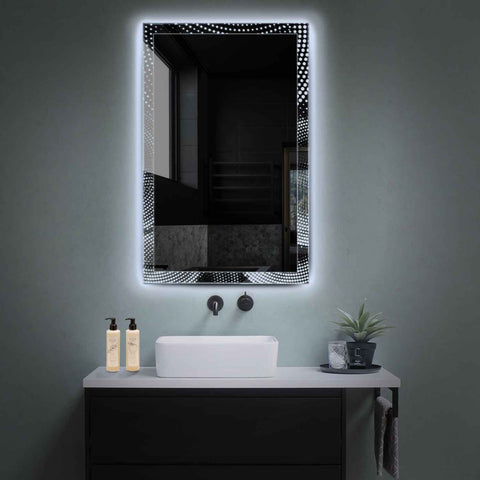 Miroir LED Vertical | Sans Boutons Tactiles | Lumière blanche froide - Reyze Série Simetria Modèle 8