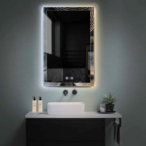 Miroir LED Vertical | boutons tactiles | Fonction Anti-Buée | Température de couleur réglable - Reyze Série Simetria Modèle 8