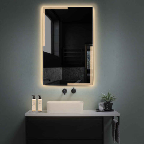 Miroir LED Vertical | Sans Boutons Tactiles | Lumière Blanche Chaude - Reyze Série Edge Modèle 2