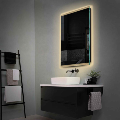 Miroir LED Vertical | Sans Boutons Tactiles | Lumière Blanche Chaude - Reyze Série Edge Modèle 8