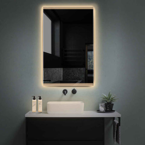 Miroir LED Vertical | Sans Boutons Tactiles | Lumière Blanche Chaude - Reyze Série Edge Modèle 8
