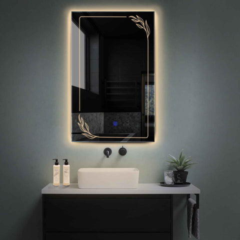 Miroir LED Vertical | Bouton Tactile | Lumière Blanche Chaude - Reyze Série Good Vibes Modèle 1