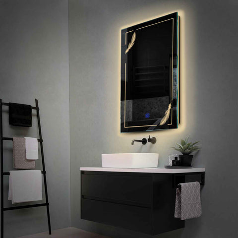 Miroir LED Vertical | Bouton Tactile | Lumière Blanche Chaude - Reyze Série Good Vibes Modèle 2