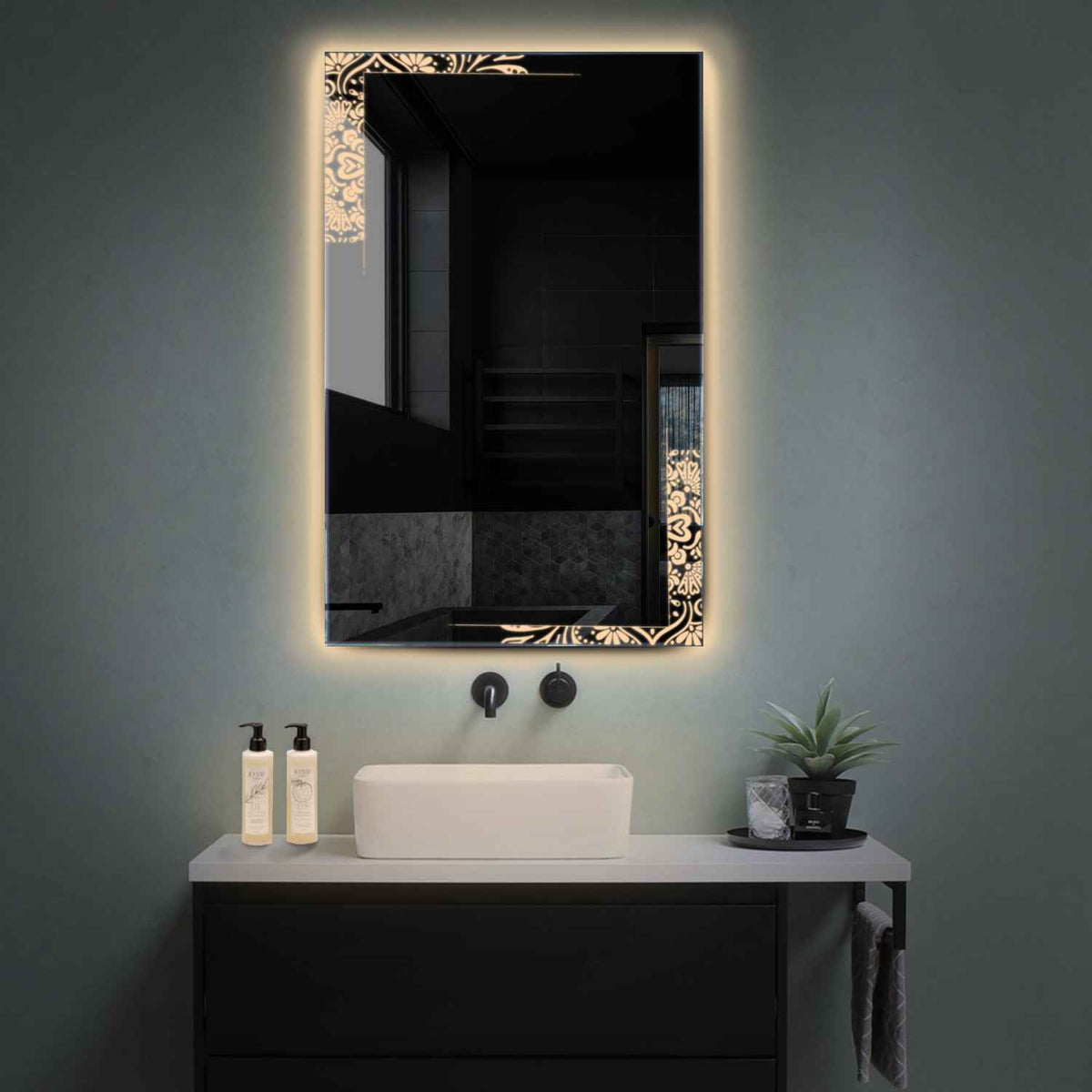 Miroir LED Vertical | Sans Boutons Tactiles | Lumière Blanche Chaude - Reyze Série Good Vibes Modèle 4