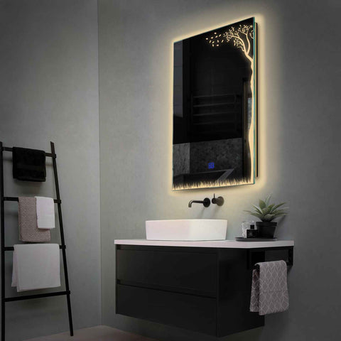 Miroir LED Vertical | Bouton Tactile | Lumière Blanche Chaude - Reyze Série Good Vibes Modèle 8
