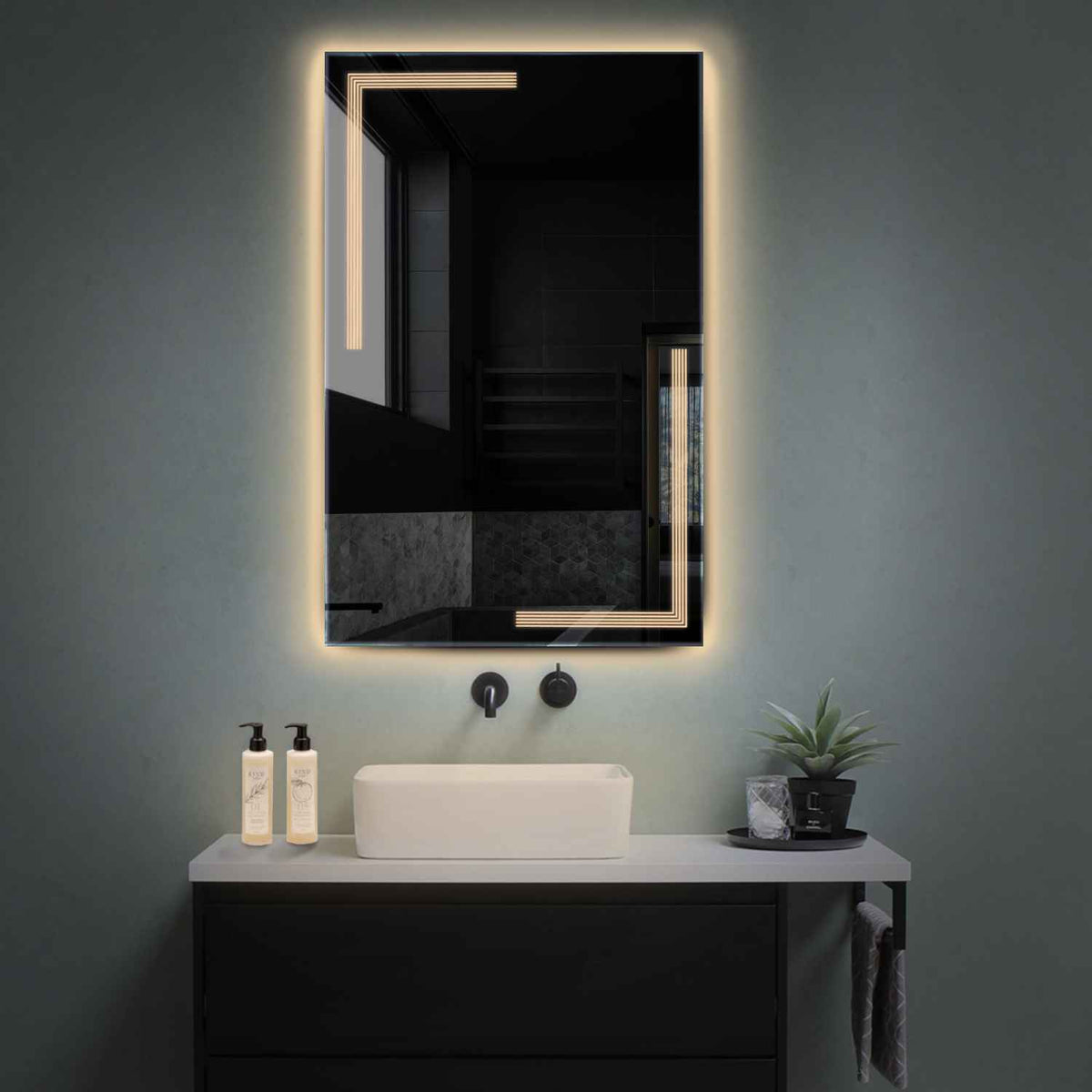 Miroir LED Vertical | Sans Boutons Tactiles | Lumière Blanche Chaude - Reyze Série Minimal Modèle 2