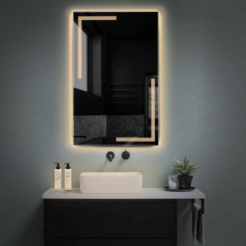 Miroir LED Vertical | Sans Boutons Tactiles | Lumière Blanche Chaude - Reyze Série Minimal Modèle 2