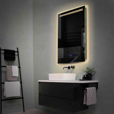 Miroir LED Vertical | Bouton Tactile | Lumière Blanche Chaude - Reyze Série Minimal Modèle 5