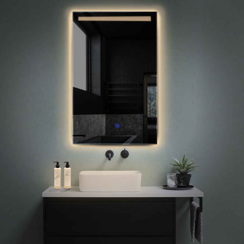 Miroir LED Vertical | Bouton Tactile | Lumière Blanche Chaude - Reyze Série Minimal Modèle 5