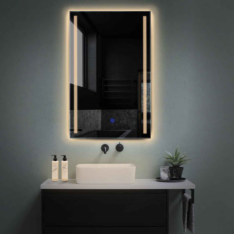 Miroir LED Vertical | Bouton Tactile | Lumière Blanche Chaude - Reyze Série Minimal Modèle 7