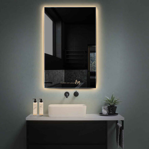 Miroir LED Vertical | Sans Boutons Tactiles | Lumière Blanche Chaude - Reyze Série Motivated Modèle 8