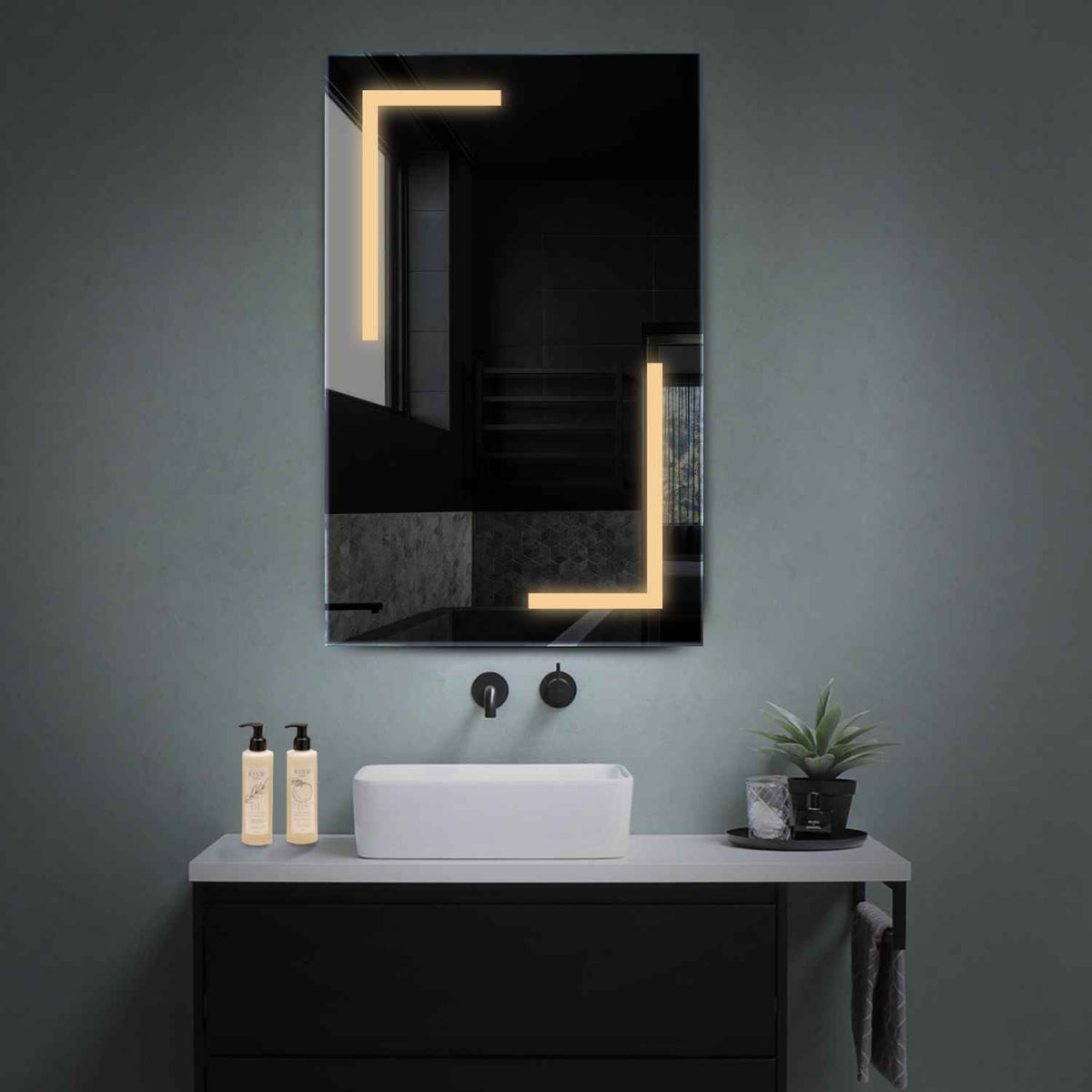 Miroir LED Vertical | Sans Boutons Tactiles | Lumière Blanche Chaude - Reyze Série Salono Modèle 3