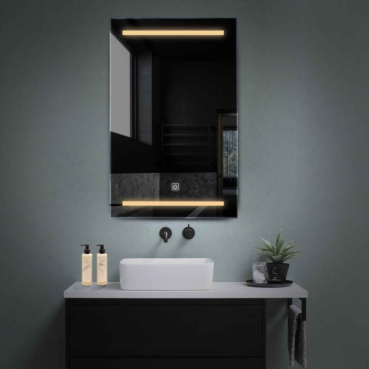 Miroir LED Vertical | Bouton Tactile | Lumière Blanche Chaude - Reyze Série Salono Modèle 4