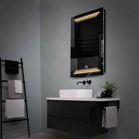 Miroir LED Vertical | Bouton Tactile | Lumière Blanche Chaude - Reyze Série Salono Modèle 7