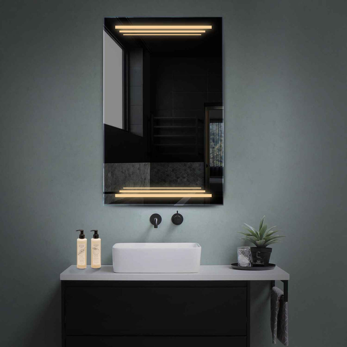 Miroir LED Vertical | Sans Boutons Tactiles | Lumière Blanche Chaude - Reyze Série Salono Modèle 7